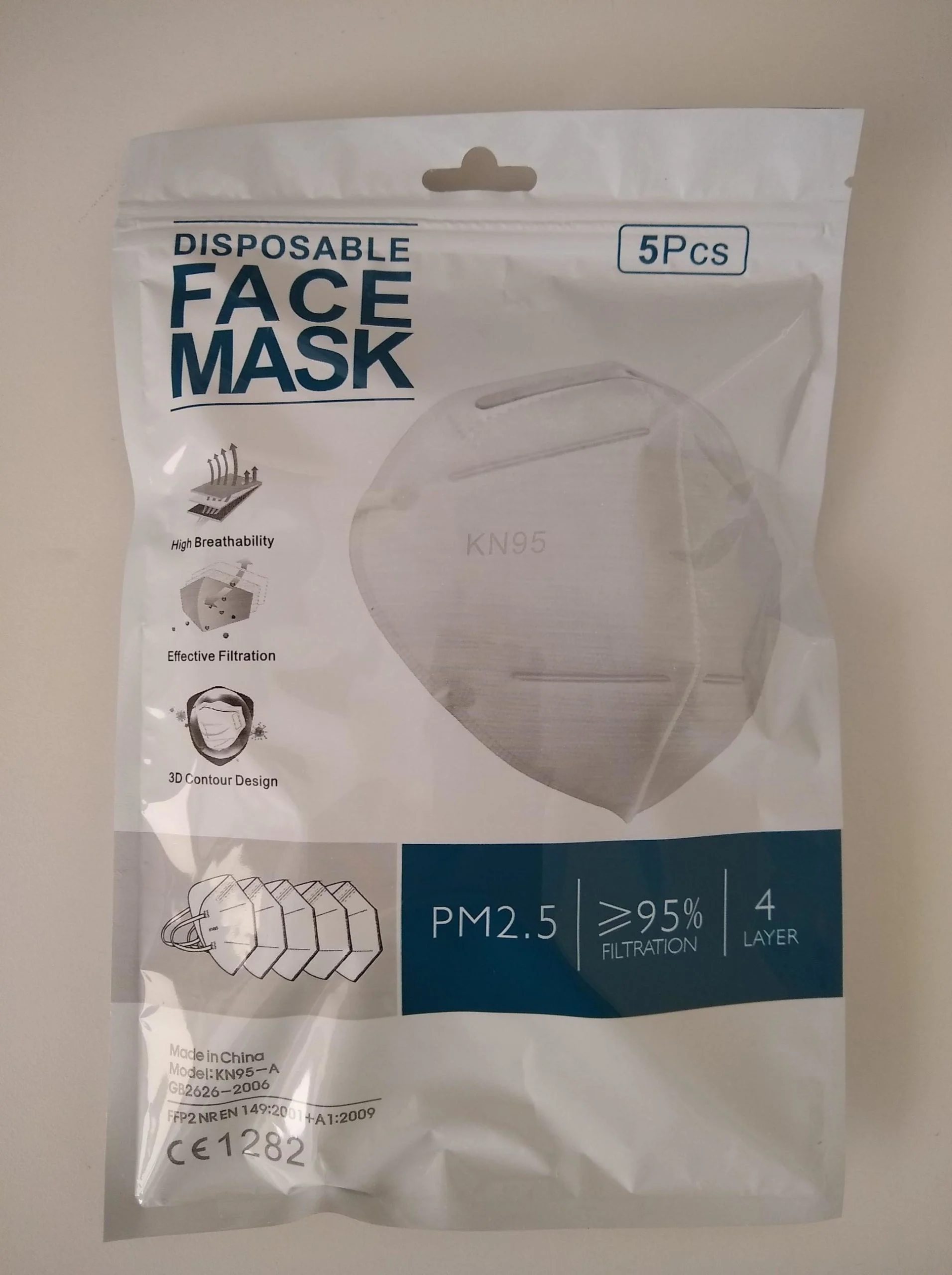 KN95 Bulk Face Masks (50 Masks, 10 Packages of 5)